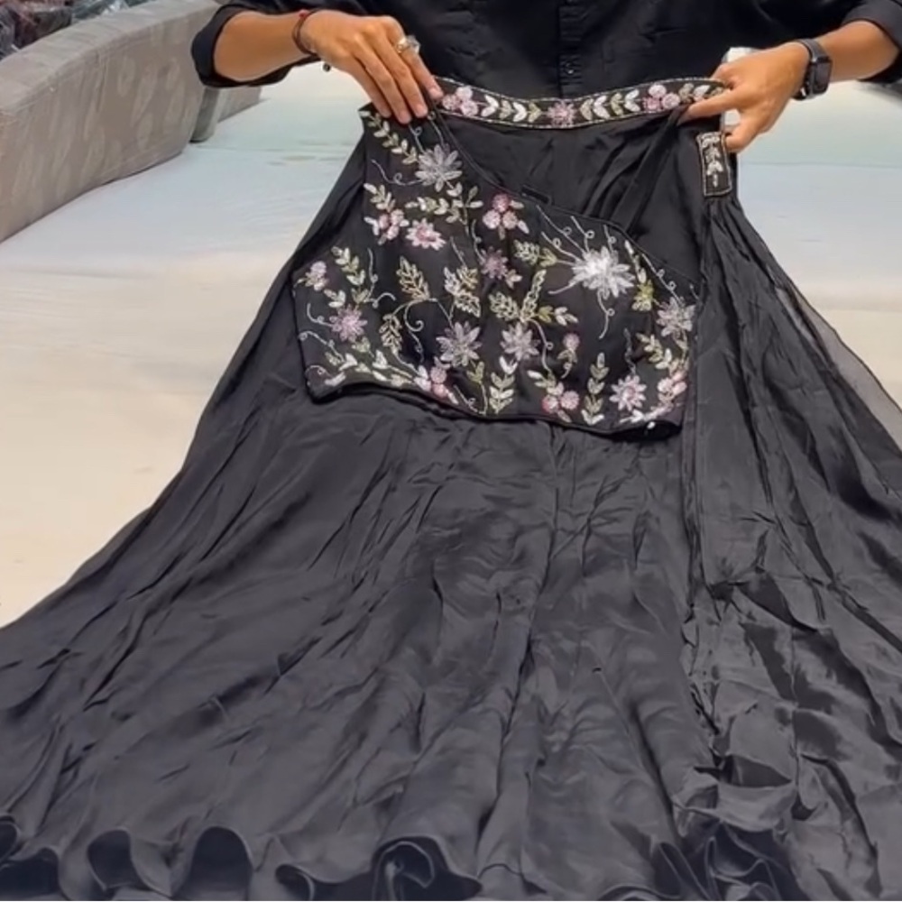 Elegant Black Embroidered Lehenga